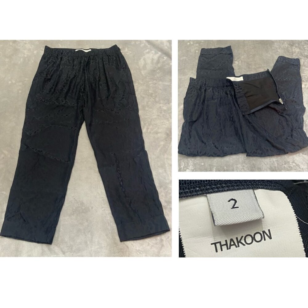 Thakoon Addition Black Leopard Print Side Zip Pants 21943